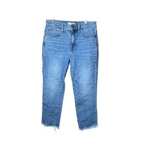Madewell The Perfect Vintage Ankle Jean 29P Medium Wash Raw Hem Straight Leg